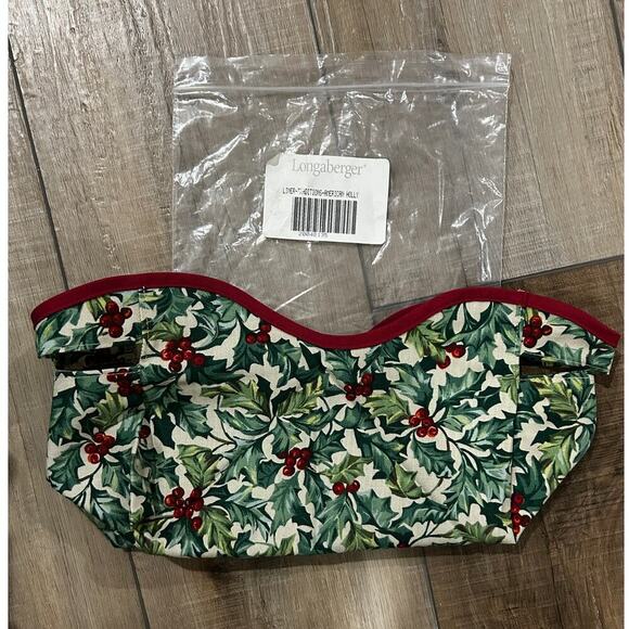 Longaberger TRADTIONS Basket Liner American Holly Fabric NEW Christmas - Picture 1 of 1